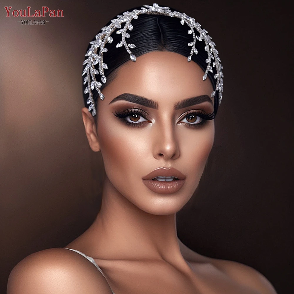 YouLaPan Luxury Rhinestone Leaf Hair Comb Bridal Wedding Headpiece for Bridesmaids Party Silver Color Hair Accessories HP551