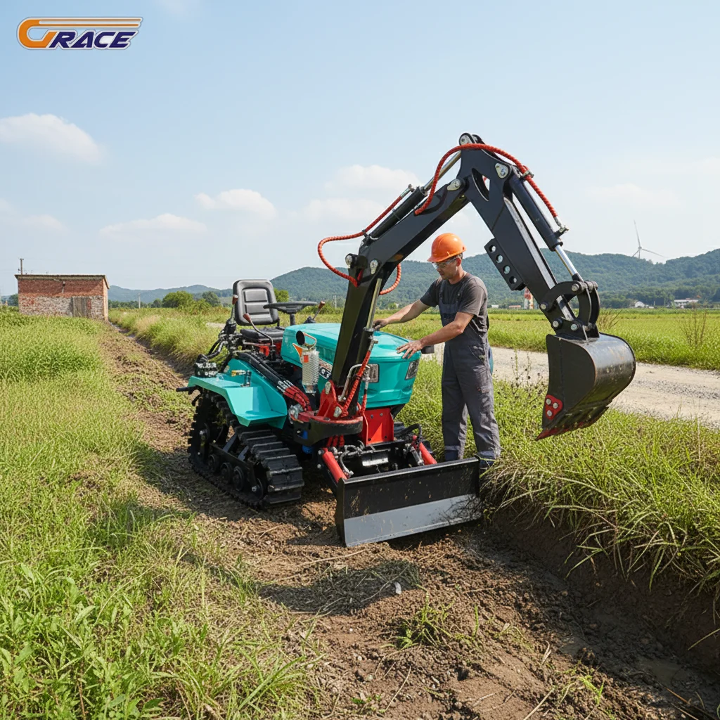 

New Hot Sale 80HP Crawler Tractor For Sale Farm Use With Hydraulic Dozer Blade Thumb Clamp And Rotary Tiller