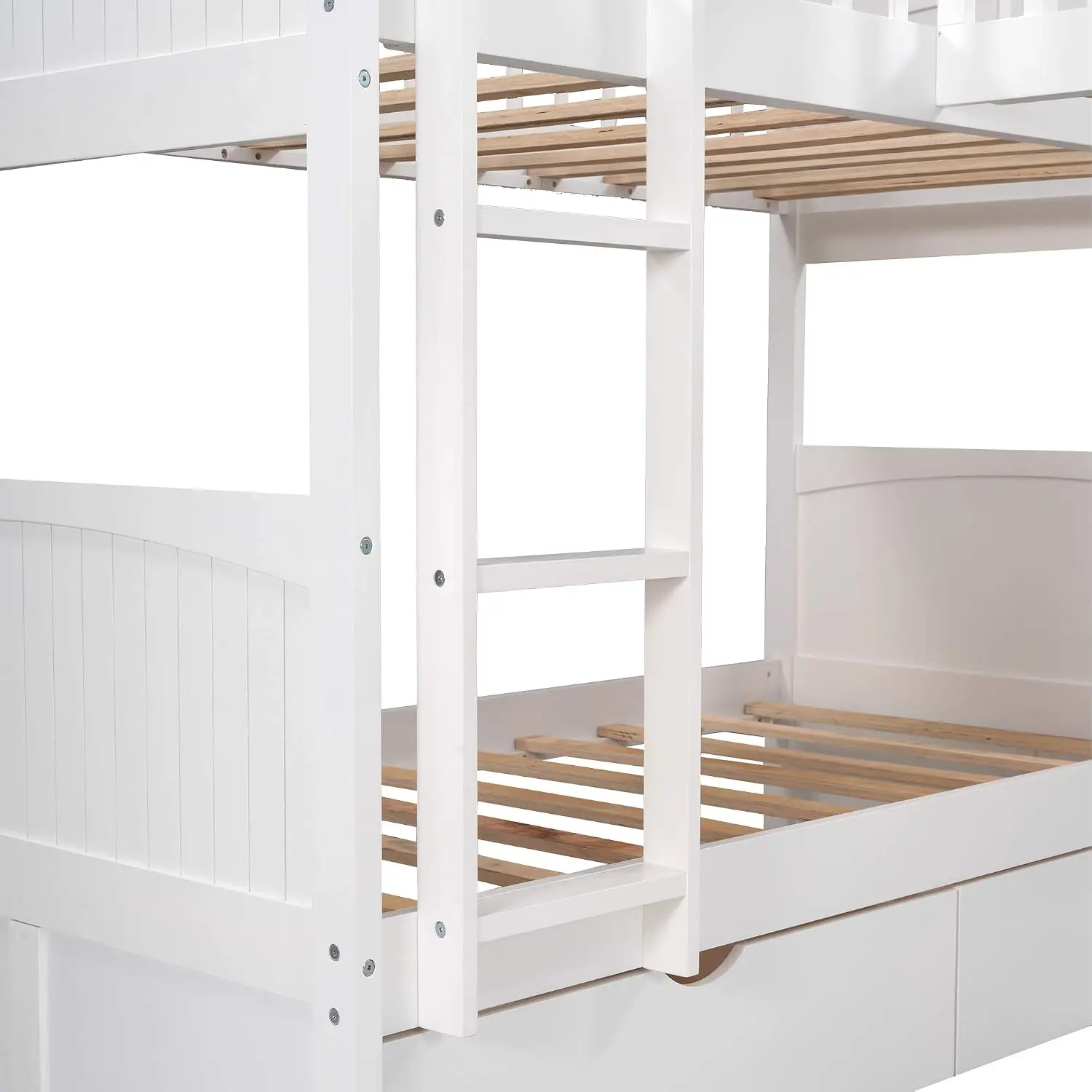 Triple Twin-Over-Twin-Over-Twin L-Shaped Bunk Bed with 2 Drawers & 2 Ladders No Box Spring Needed, Customized image 6