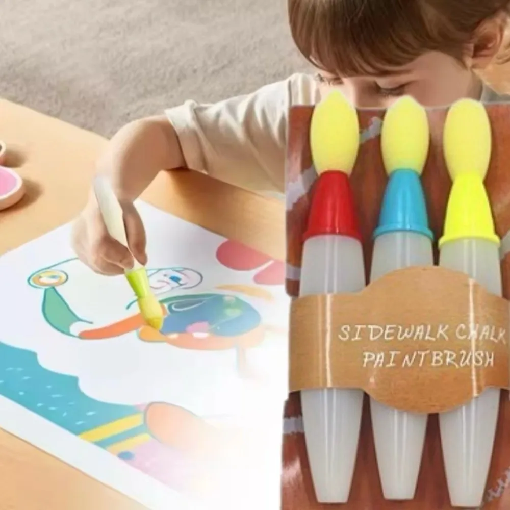 3Pcs Creative Soft Sponge Paint Brushes DIY Drawing Tools Straight Liquid Dauber Sponge Acrylic Watercolor Oil Multi-function