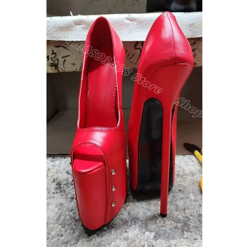 

Red Platform Slip on Sexy Pumps Peep Toe Platform Matte Leather Women Casual Dress Fashion Elegant Pumps Zapatos Para Mujere