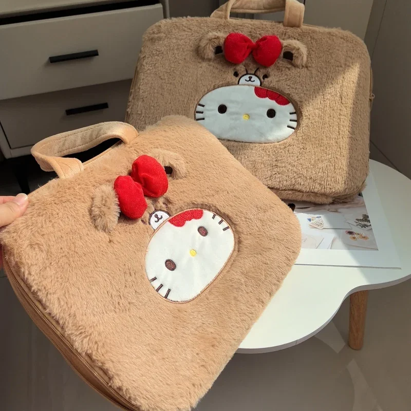 

Kawaii Hello Kitty Laptop Case Japanese Style Plush Laptop Bag Adorable Cartoon Computer Sleeve for Girls Handbag Tote Bag