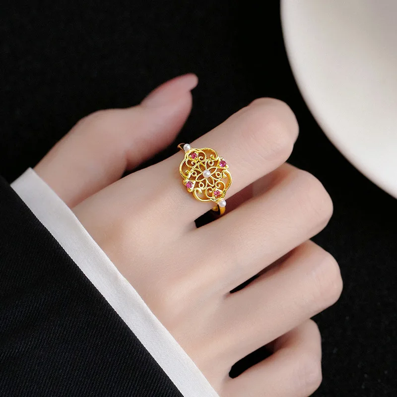 Inspiration Design New In Diamond Pearl rings for women Light Luxury High End Retro Palace Style Exquisite Ring Wedding Jewelry