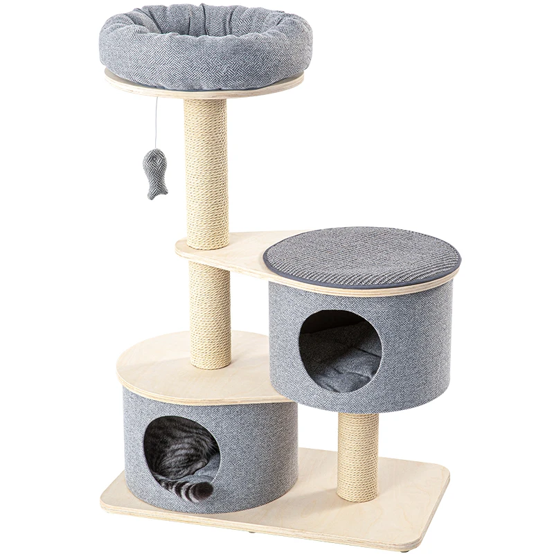 Felt Cat Tower Large with 2 Cat Beds for Large Multi-Storey Tree for Indoor Maine Coon Cat Villa