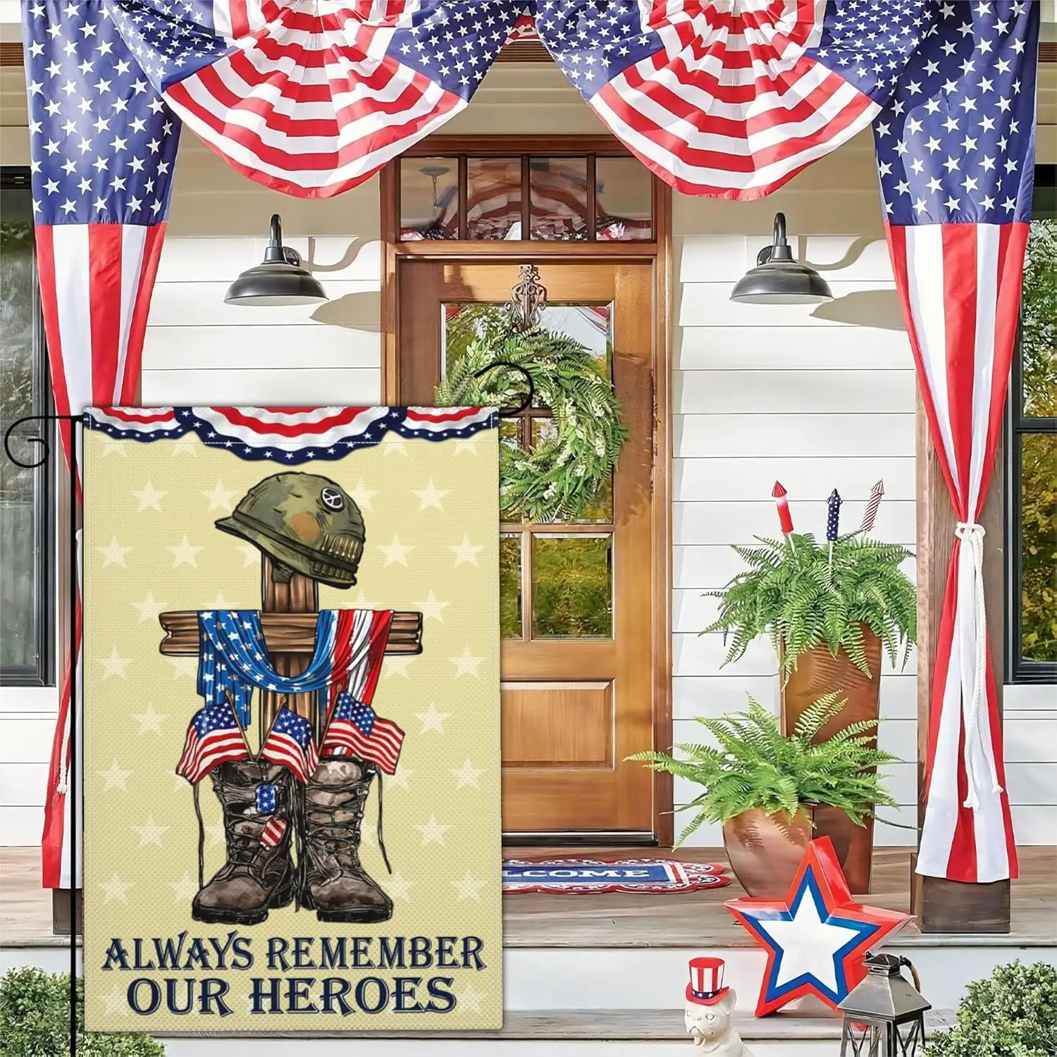 Memorial Day Patriotic Garden Flag 12x18 Inch Double Sided 4th of July Flags for Outside Independence Veterans Day Flag Outd zzo