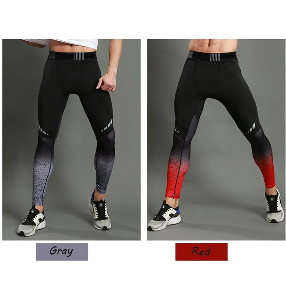 Men Compression Running Trousers Quick-Dry Sweat-Wicking Polyester Spandex Sports Pants Gym Basketball Cycling Hiking Yoga