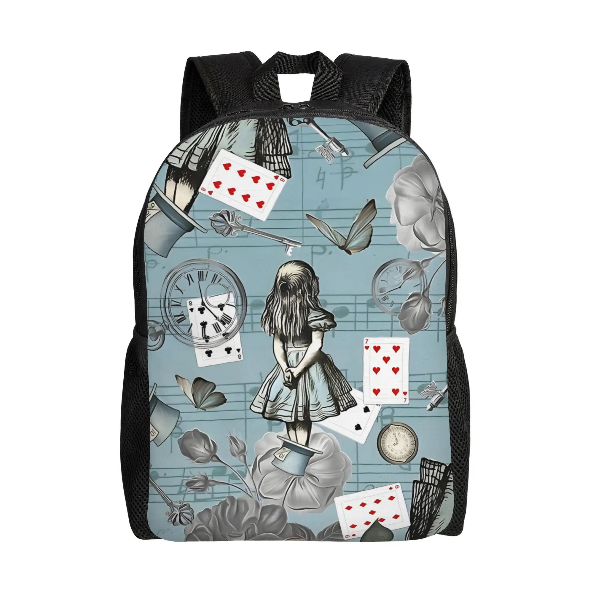

Back to school season Alice In Wonderland Collage Blue Backpack Walt Cartoon Couple Lightweight Backpack