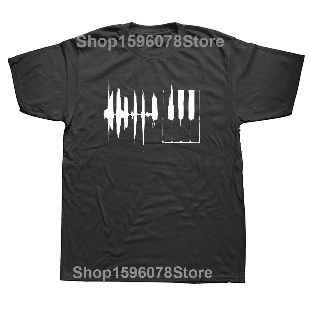 Piano Heartbeat T Shirt Men Male Summer Short Sleeve Thanksgiving Day Custom Team Music Evolution Pianist T-Shirts