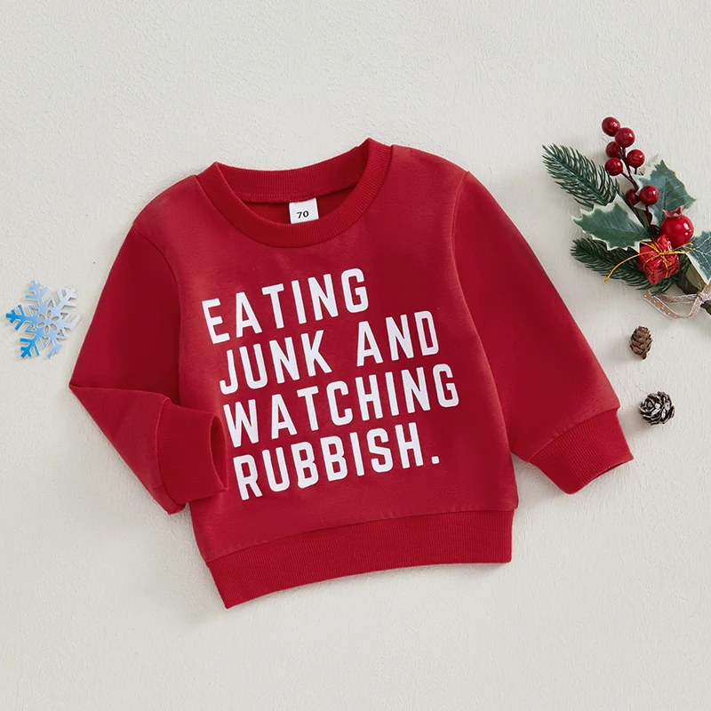 Baby Christmas Sweatshirts Classic Letter Pattern Long Sleeve Pullovers Toddler Winter Tops