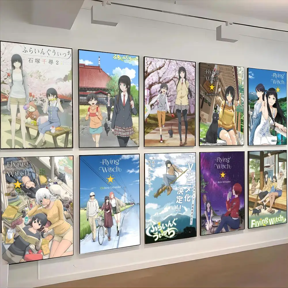 Flying Witch Manga Slice of Life  Poster Self-adhesive Advanced Aesthetic Printing Paper Wall Art for Living Room Home Decor