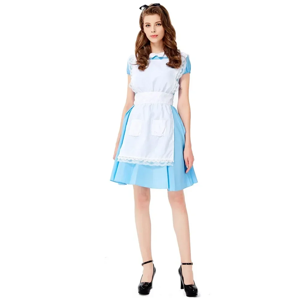 Halloween Blue Party Costume cosplay per cameriera anime per adulti Sissy Beer Maid Sweet Lolita Service Dress