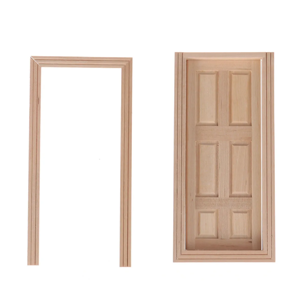 

Mini House Wooden Door 1 12 Scale Natural Wood Unfinished 6-Panel Interior DIY Replacement Miniature House Accessories