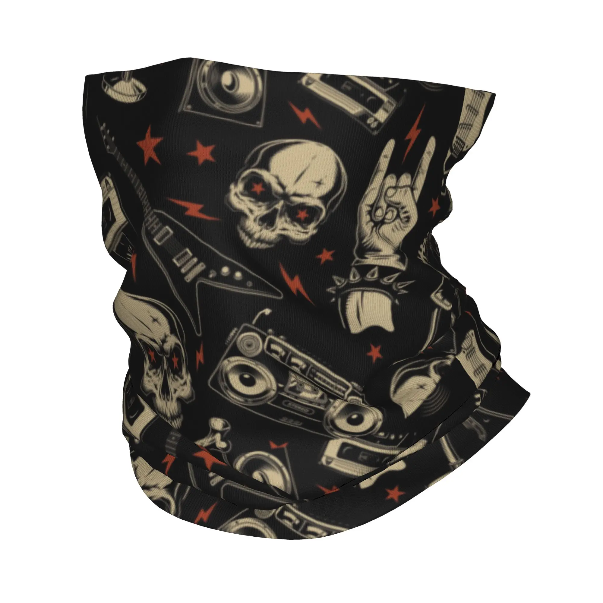 

Custom Retro Heavy Metal Bandana Neck Warmer Women Men Winter Hiking Ski Scarf Gaiter Rock Roll Music Face Cover