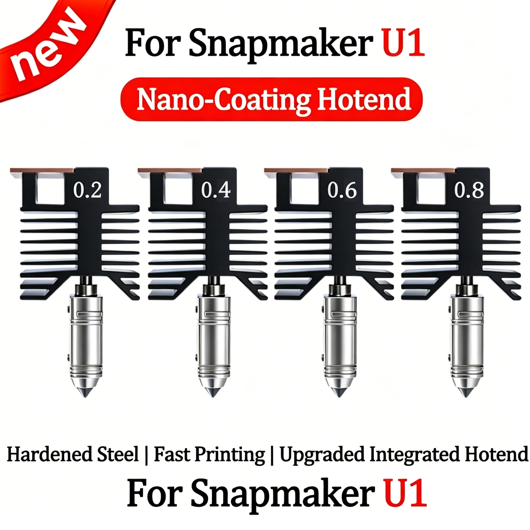 

Hotend for Snapmaker u1 Full Assembled Hotend Plug & Play Ceramic Block Kit SnapmakerU1 0.2/0.4/0.6/0.8mm 3d Pirnter Print Head