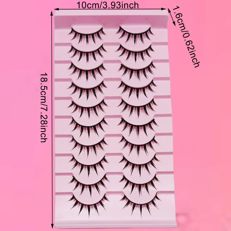 10 paia di diffusione naturale, punte a forma di croce, stile arricciatura naturale, adatto per ciglia finte per principianti