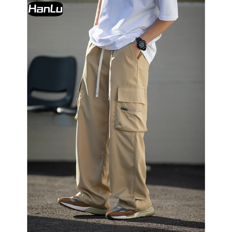 Men's Spring Loose Harajuku 3D Large Pocket Workwear Pants Women's Fashion Micro Wide Leg Japanese Casual Pants Plus Size