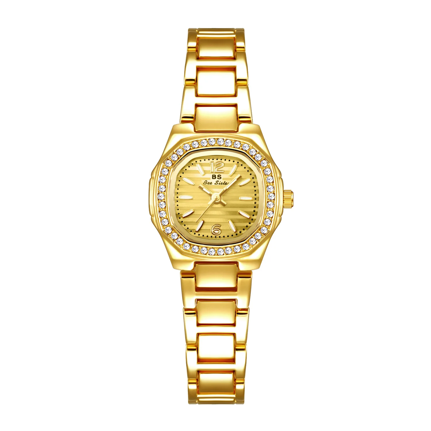 Luxury Brand Gold Steel Strip Square Women's Watch Classic Waterproof Rhinestone Quartz Elegant Business Watch Delivery Gift Box