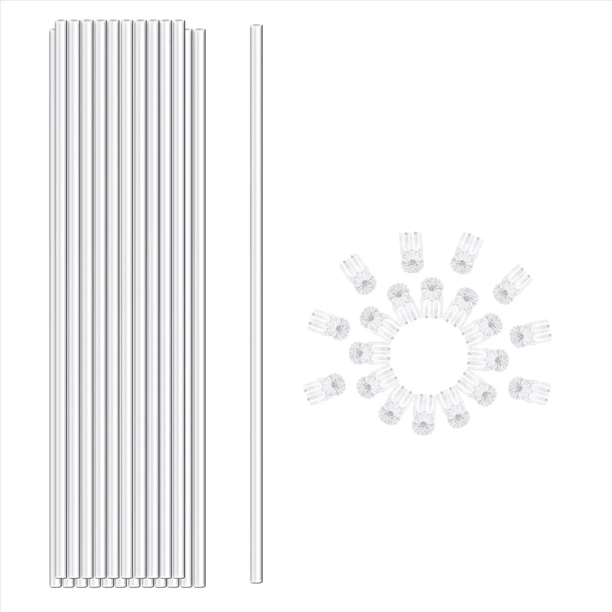 A95G Plant Stakes, Plant Sticks 20PCS Acrylic Clear Plant Support Stakes, 16 Inches Garden Single Stem Stakes for Indoor