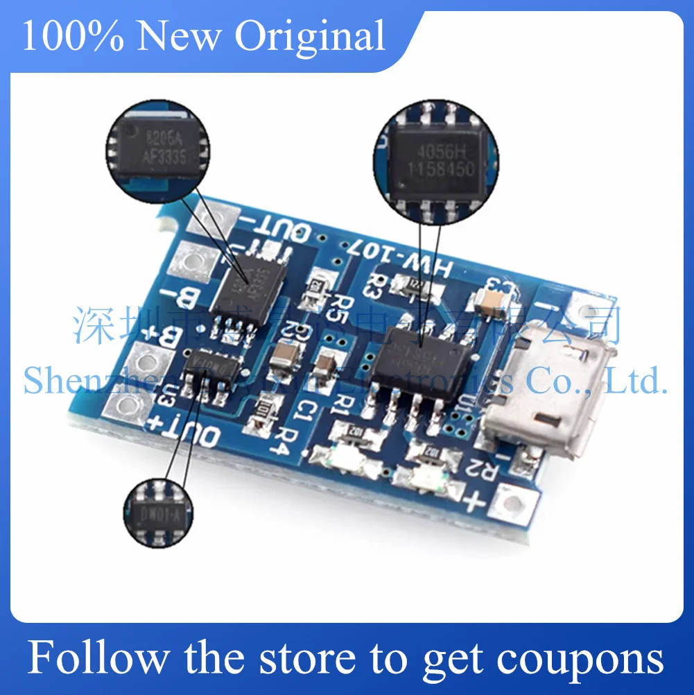 

NEW TP4056/18650Lithium battery charging source module board 12V1A charging board Type-C overshoot and over-discharge protection