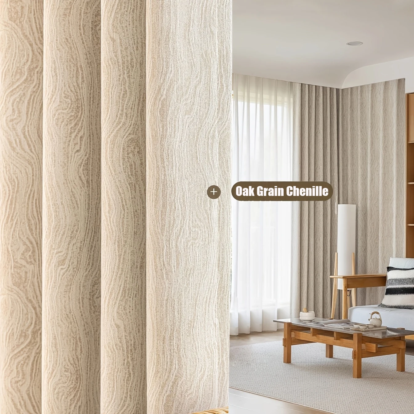 

1Pc,French Jacquard Oak Grain Stripe Pattern Curtains, Thicked 90% Blackout Bedroom Curtains For Living Room,Villa Decoration