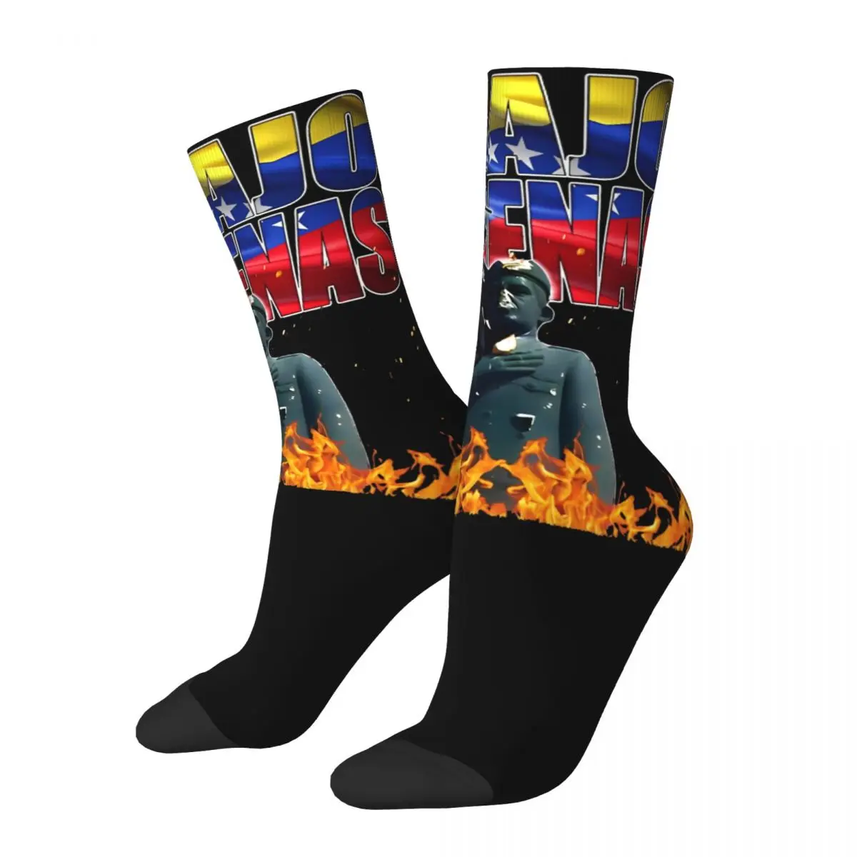 Hip-hop Abajo Cadenas Proud Venezuela Flag Theme Design Print Crew Socks Product All Season Comfortable Socks Sweat Absorbing