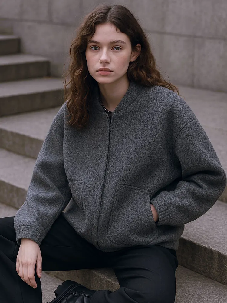 HH femmes élégant solide manteau bouton à manches longues poche Bomber veste automne femme mode haute rue hauts d'extérieur