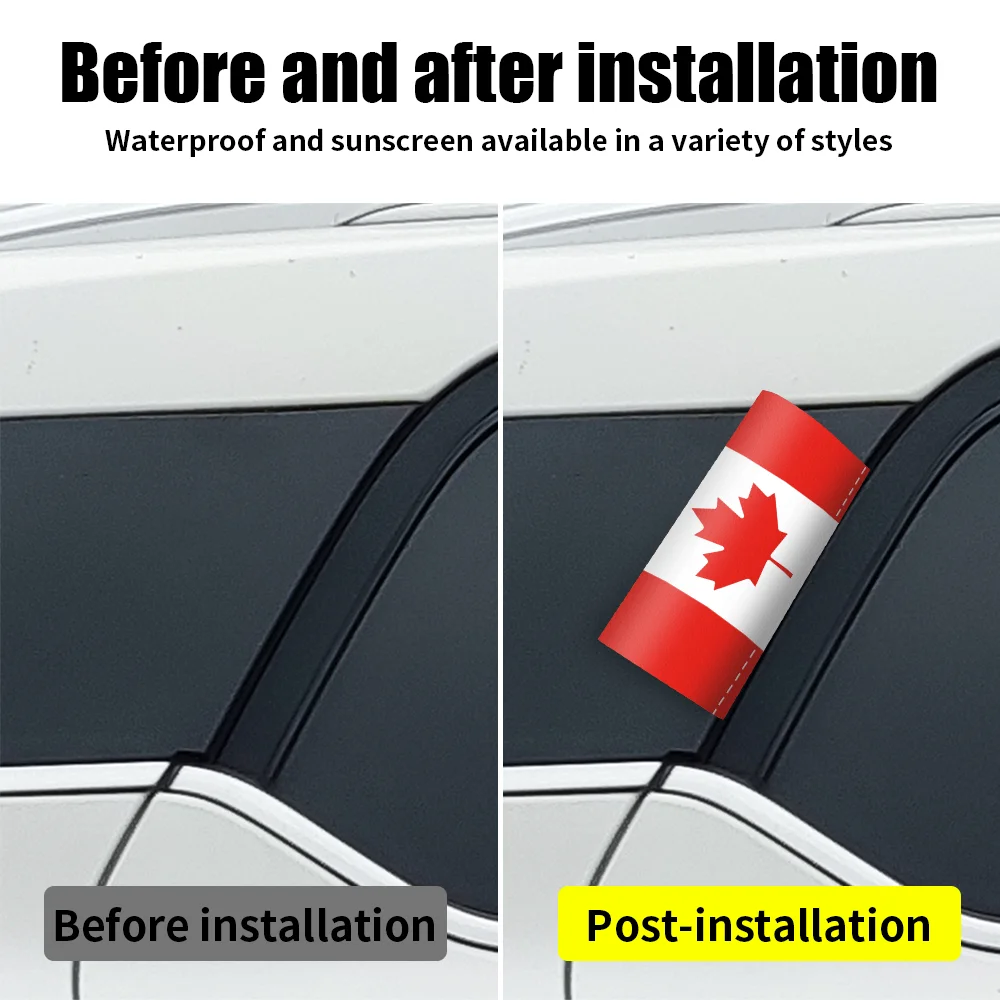 Canada Flag Logo Stickers Car Window Trunk Label Wash Label Sticker Decal Waterproof Sunscreen Decor Sticker Auto Accessories