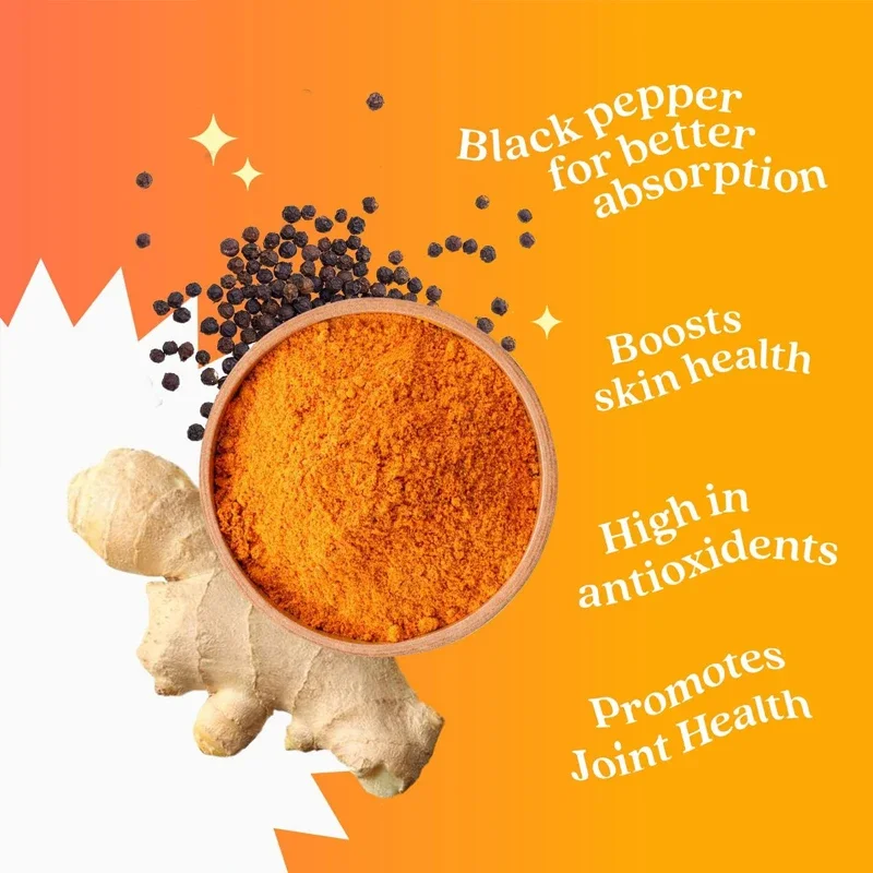 Curcumin Contains Black Pepper and Ginger for Immune Support, Healthy Skin and Joint Health - Tropical Flavor | 60 Capsules