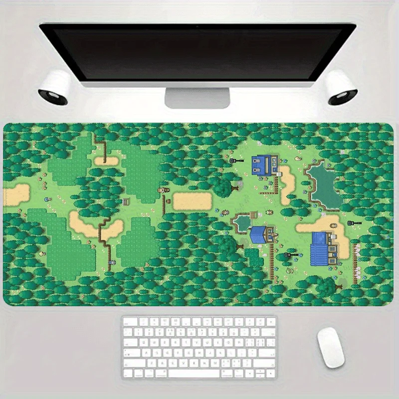 Jungle Map Pixel Art Extra Large Gaming Mouse Pad Non-Slip Rubber Desk Mat Office