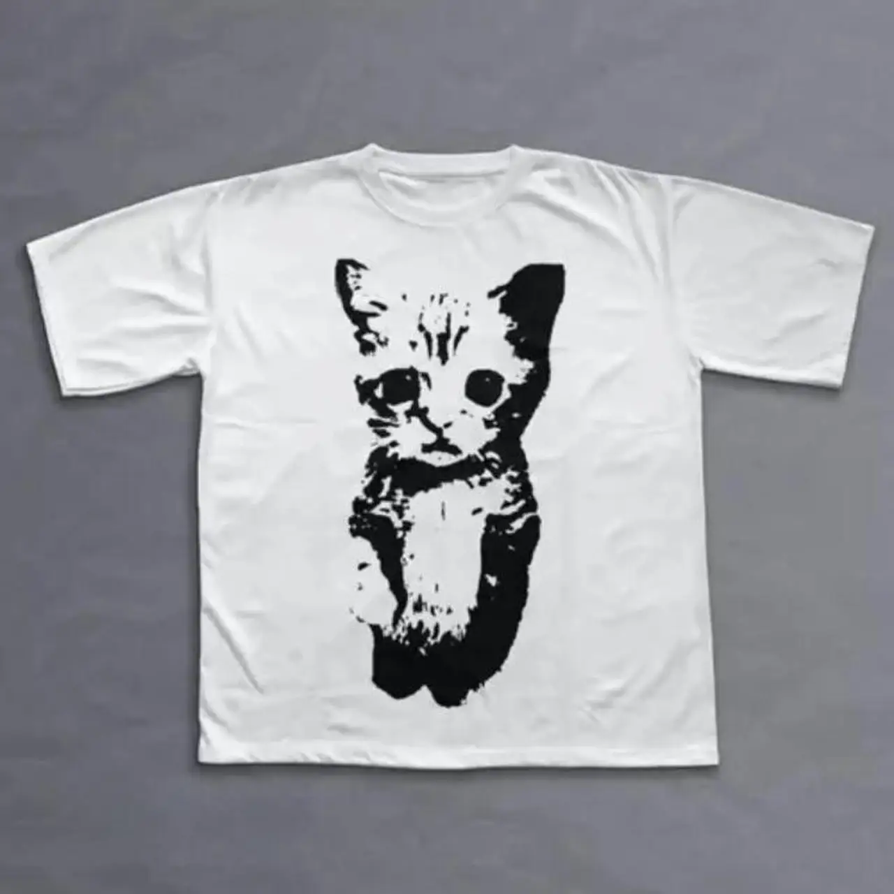 Vintage Style Y2K Funny Cat Meme Streetwear Tops Casual Loose Y2K Hip Pop Tops Punk Vintage T Shirt Streetwear Unisex All Reason
