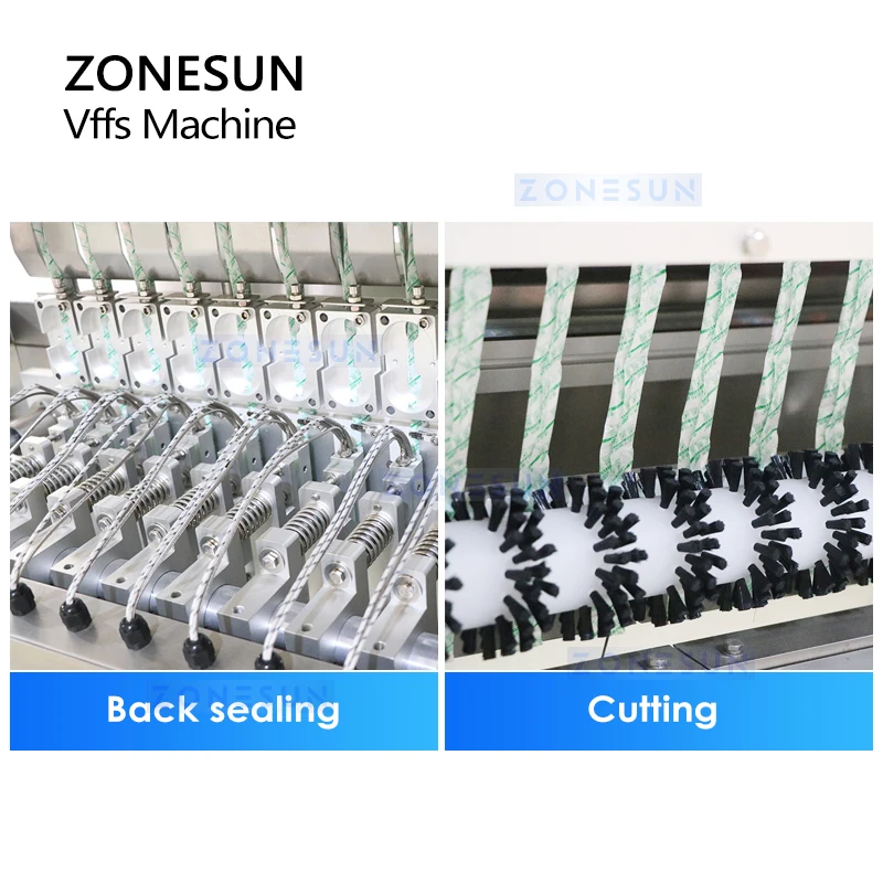 ZONESUN VFFS Grânulo Máquina De Embalagem Automática, Forma Vertical, Encha Seal Bagger Stick, Sachet Pouch Equipment, 12 Panas, ZS-FSL12