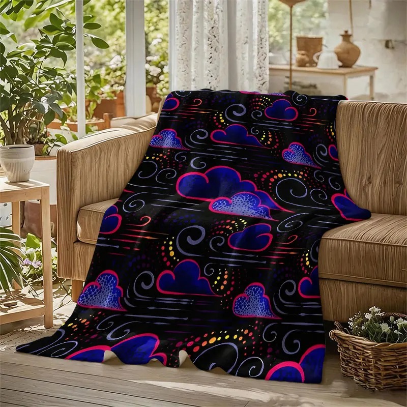 Magical Night Clouds Flannel Blanket Warm Soft Halloween Christmas Decorative Couch Warm Cozy All-Season Gift