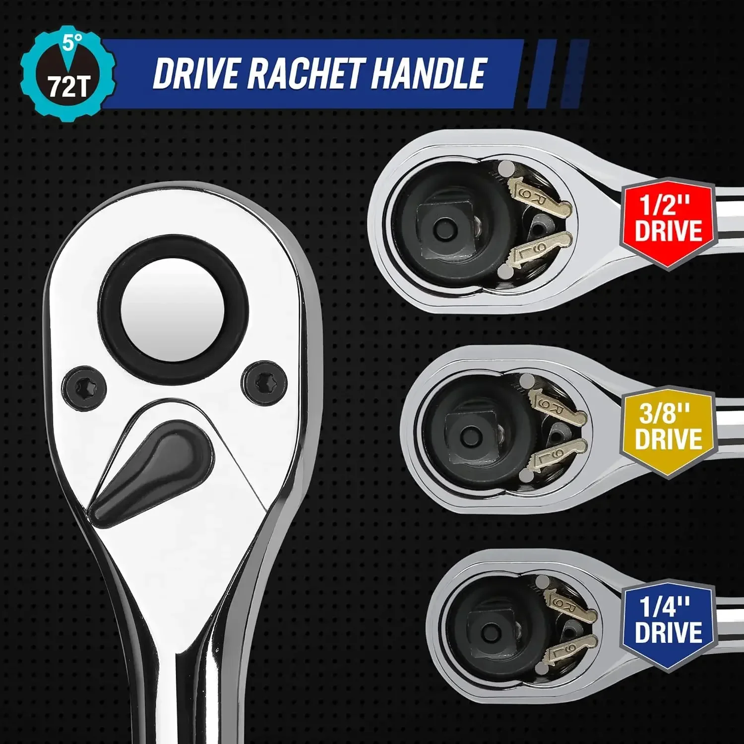 

Mechanics Tools Kit and Socket Set, 192-Piece, SAE&Metric, 1/2'', 1/4'', 3/8'' Drive Socket Ratchet Wrench Set with Molded Case