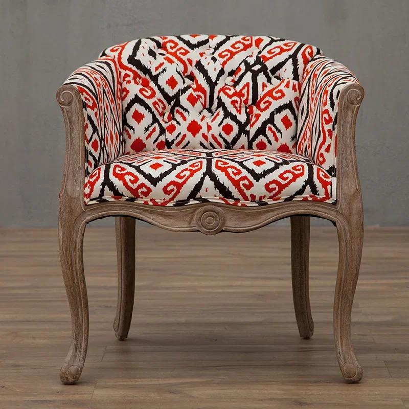 European Hotel Dining Chair, Leisure Sofa Chair, Solid Wood Antique Dining Chair, Living Room Leisure Sofa,Support Customization image 6