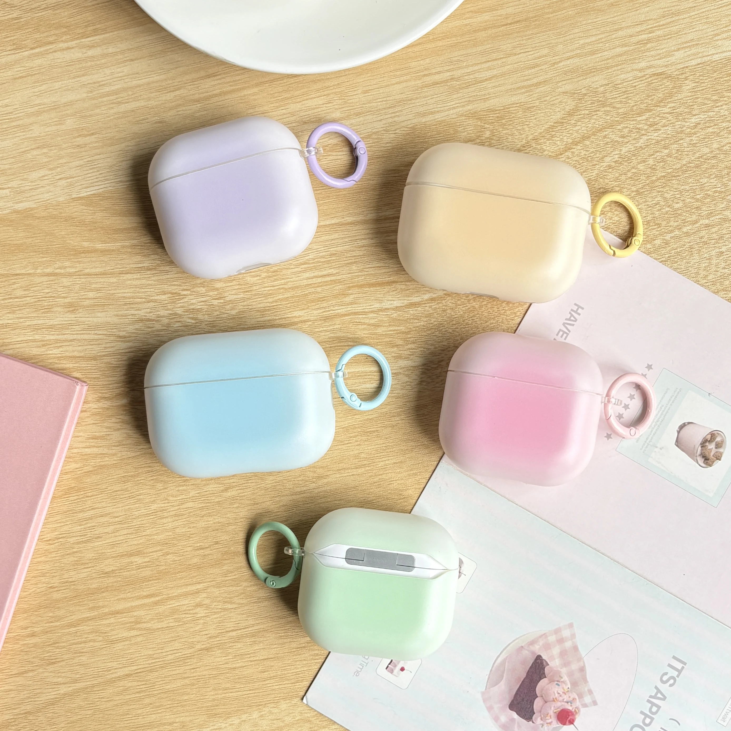 Niedliche, schicke Schutzhülle für AirPods 5 1 2 3 4 Pro Pro2 Pro3 in der Macaron-Farbserie mit Farbverlauf und matter Oberfläche