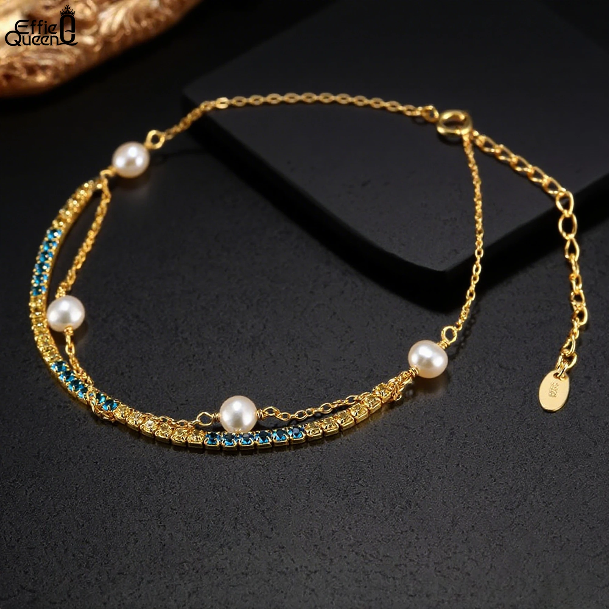 

EFFIE QUEEN Модный браслет 2025 Изысканная теннисная цепочка из стерлингового серебра 925 пробы со сверкающим цирконием овальной огранки Отличный подарок GPB26