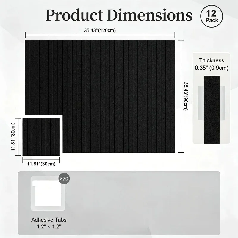 Sound-absorbing Panels Soundproof Pads Acoustic Felt Wall Panels Decorative Bulletin Cork Tiles Note Pin Boards for Home Decor