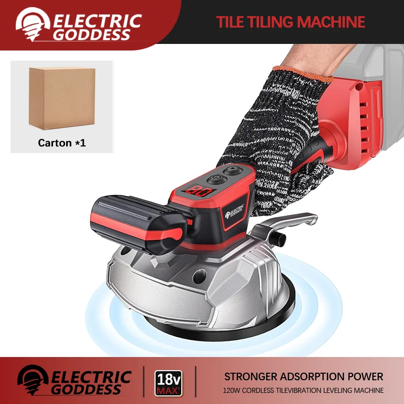 Electric Goddess Cordless Tile Vibration Leveling Machine Digital Display 8 Adjustable Speed Floor Tile For Milwaukee 18VBattery