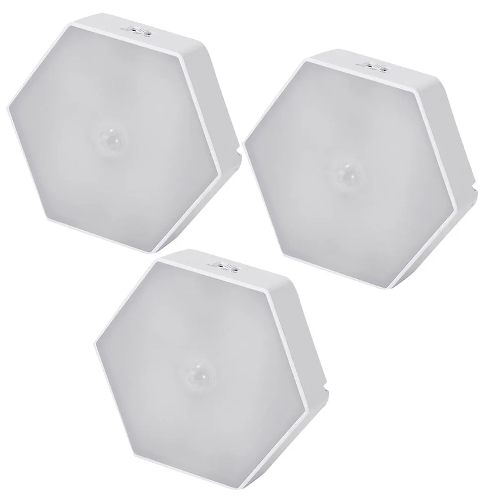 3pcs 1.2W Led Human Body Induction Light Night Lamp For Stairs Hallway Closet Cabinet Corridor Warm White Auto On Off