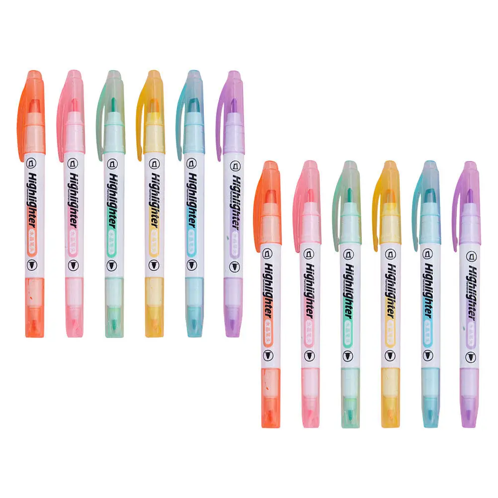

12Pcs Aesthetic Dual Tip Highlighters See Through Window Fast Drying Smudge Proof for Note Taking Underlining Journaling