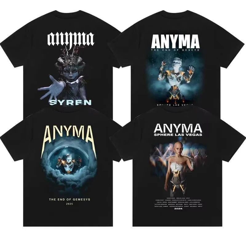 

Лето 2023, новые модели Around Anyma Wear, футболка из чистого хлопка с короткими рукавами и принтом, подарки для фанатов, тренд High Street