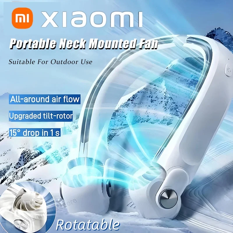 

Xiaomi Outdoor Portable Neck Mounted Fan USB Charging Adjustable Bladeless Turbine Neckband Ouotdor Fan Without Blade Suitable