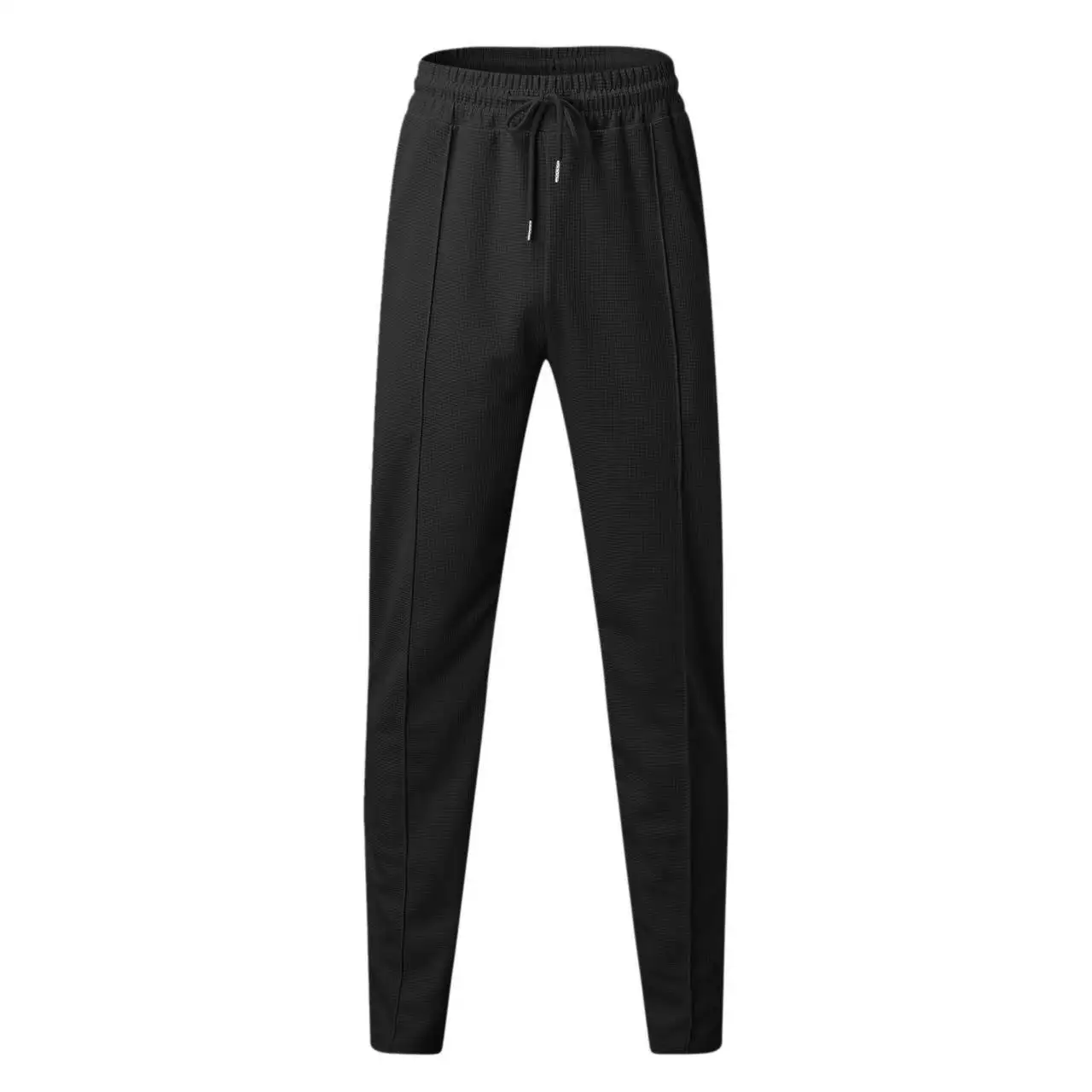 Casual Male Waffle Knit Drawstring Beam Leg Pants Soft Comfortable Fabric Loose Daily Street Style All Match Sports Jogger Trous