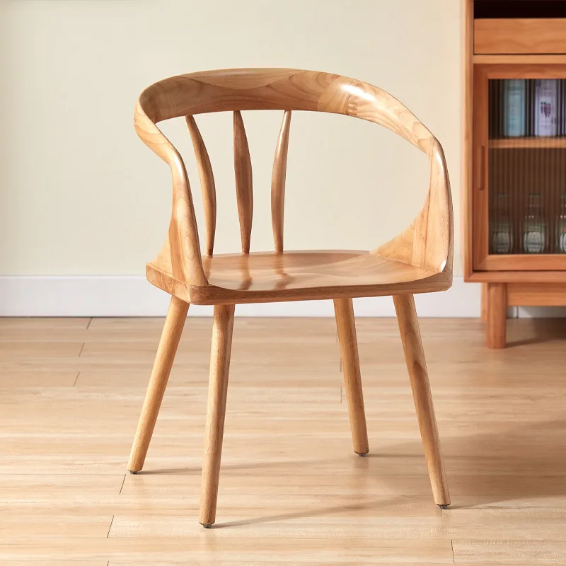 

#For Nordic log cafe creative space capsule home study desk chair solid wood leisure chair Internet celebrity dining chair