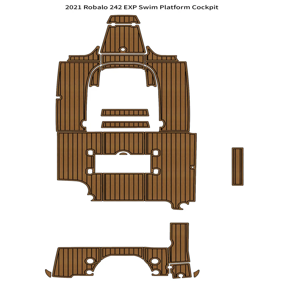 2021 Robalo 242 EXP Swim Platform Cockpit Pad Boat EVA Foam Faux Teak Floor Mat