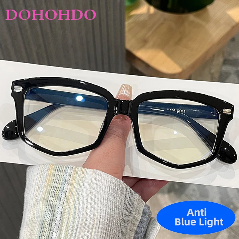 

Popular Polygonal Rivet Women Glasses Vintage Luxury Brand Designer Big Frame Anti-Blue Light Computer Optical Men Eyewear Очки