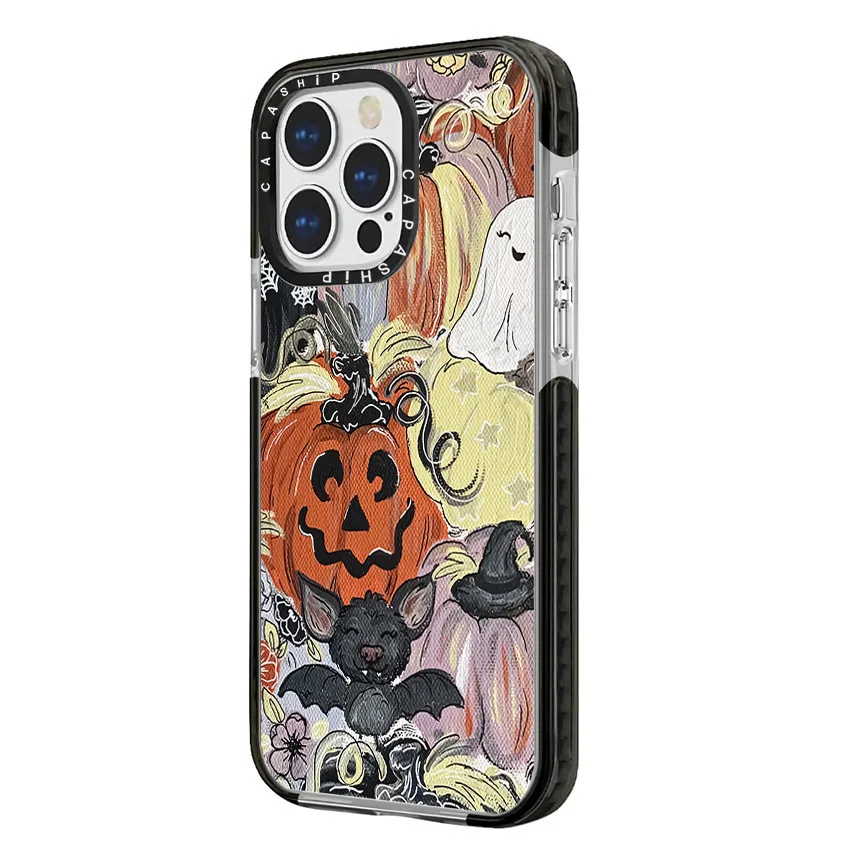 Halloween Pumpkin Graffiti Retro Rose Case For iPhone 15 14 13 12 11 Pro X XS XR Max 7 8 Plus SE Soft TPU Shockproof Back Cover