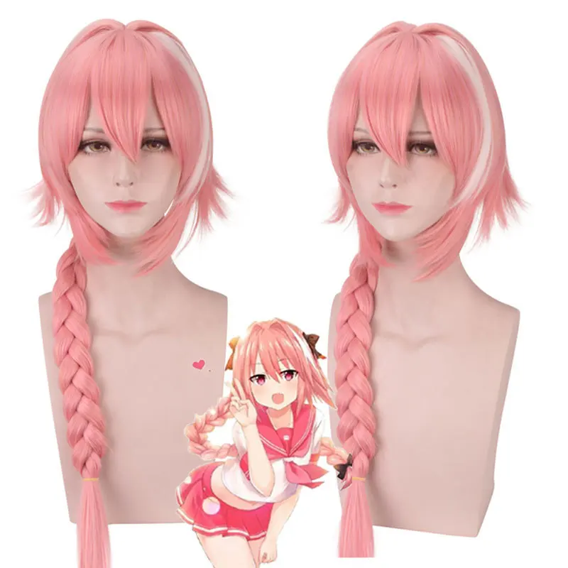 Astolfo Wig Fate Apocryph Astolfo Cosplay Costumes Wig Pink Mix White Heat Resistant Synthetic Hair Sailor Suit School Uniform