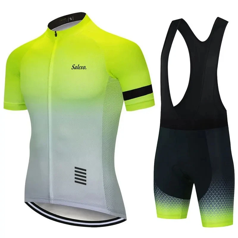 SALEXO Cycling Jersey Set Mens Summer Breathable Short Sleeve Bicycle Clothing Suit Mountain Bike Ropa Maillot Ciclismo