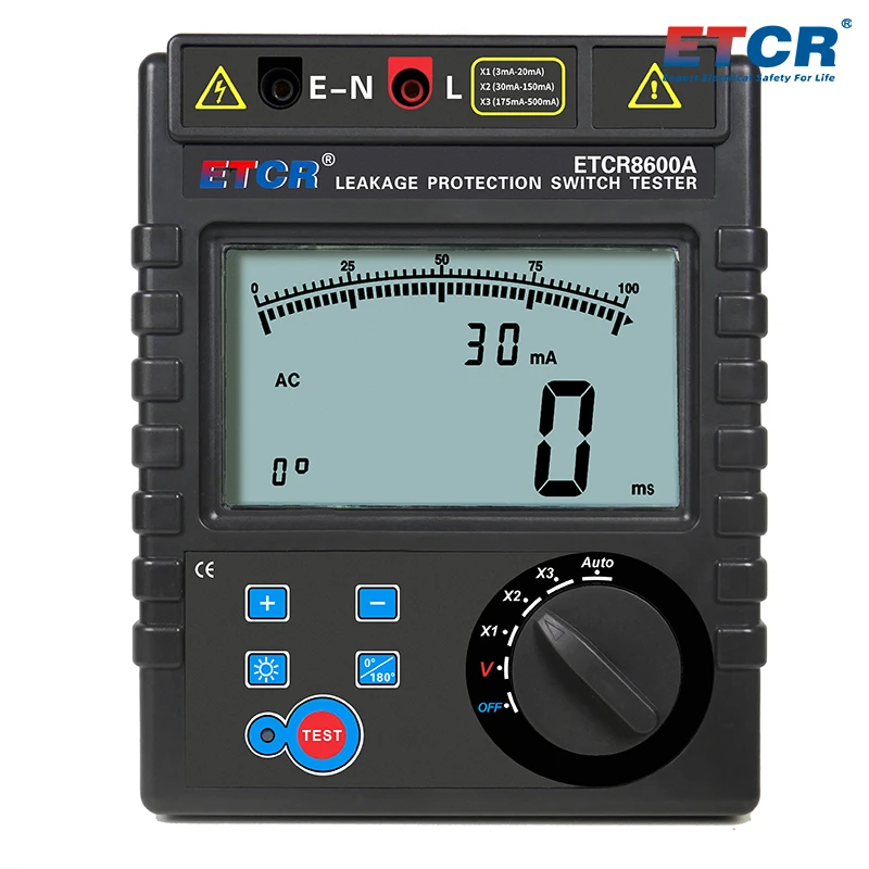 ETCR8600A Adoption of large LCD screen Leakage Protection Switch Tester For Maintenance Line AC Voltage